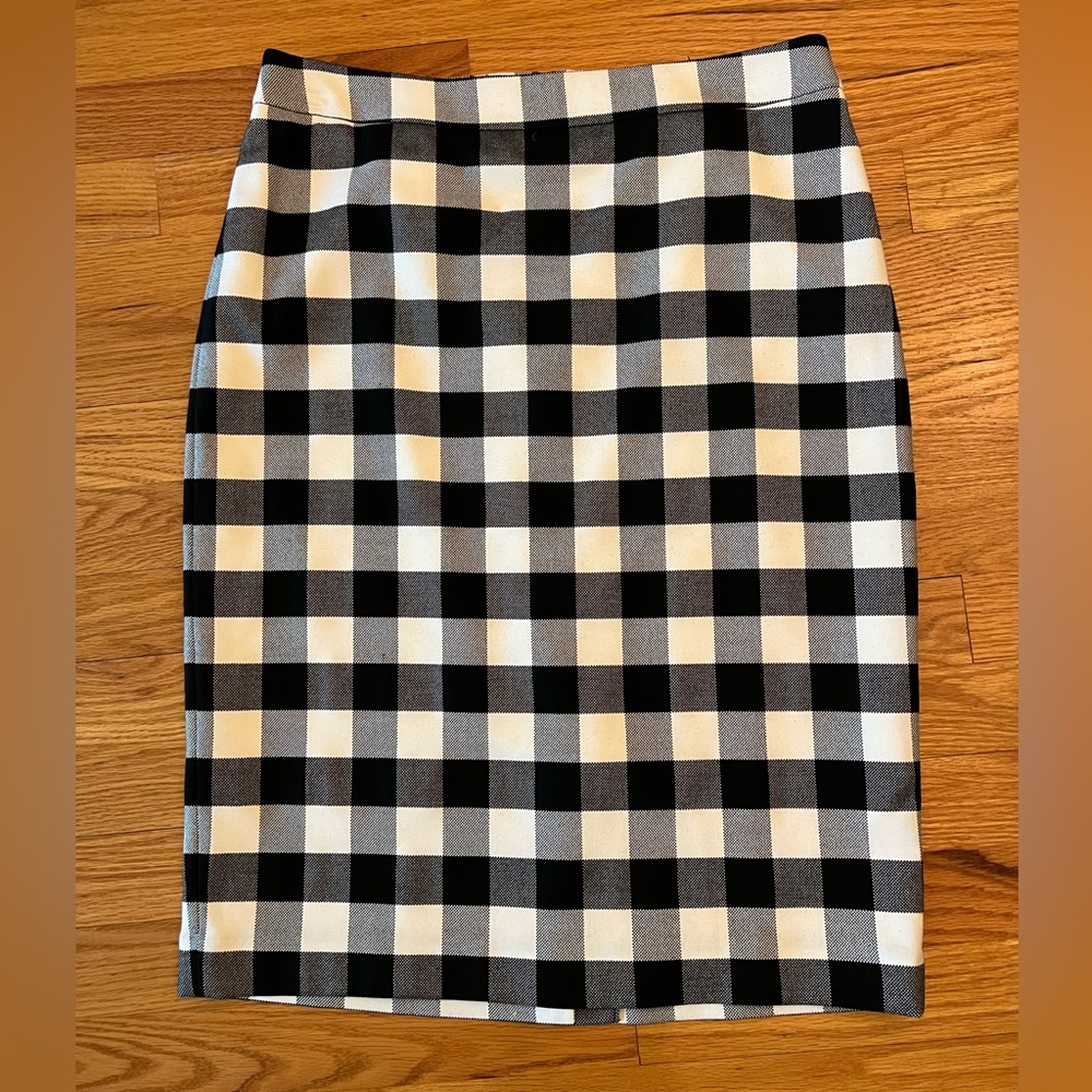 Ann Taylor black and white checkerboard pattern dress skirt size 6